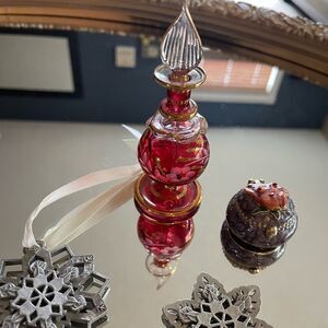 Vintage Enamel Trinket Round Box Vintage Perfume Decanter